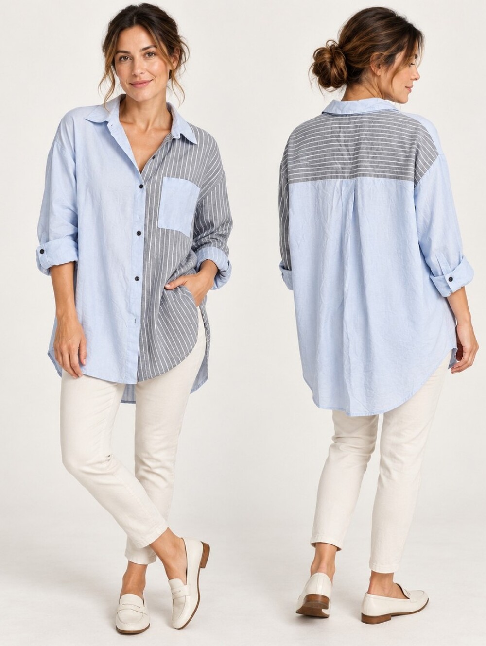 ASOS Design Oversized Colorblock Shirt US 6 Contemporary Minimalist Coastal Prep